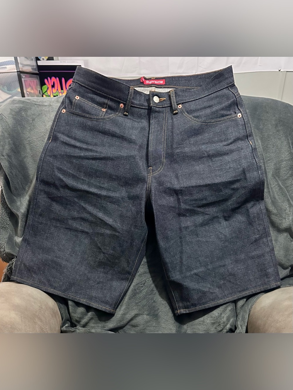 Supreme- Baggy Rigid Indigo Selvedge Denim Shorts